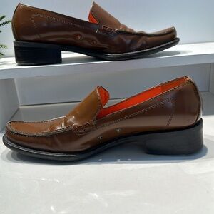Kenneth Cole  Brown loafing around Italian leather heeled loafers